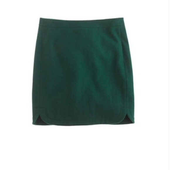 NWT J. Crew Wool Green Shirttail Mini Skirt - Picture 2 of 10